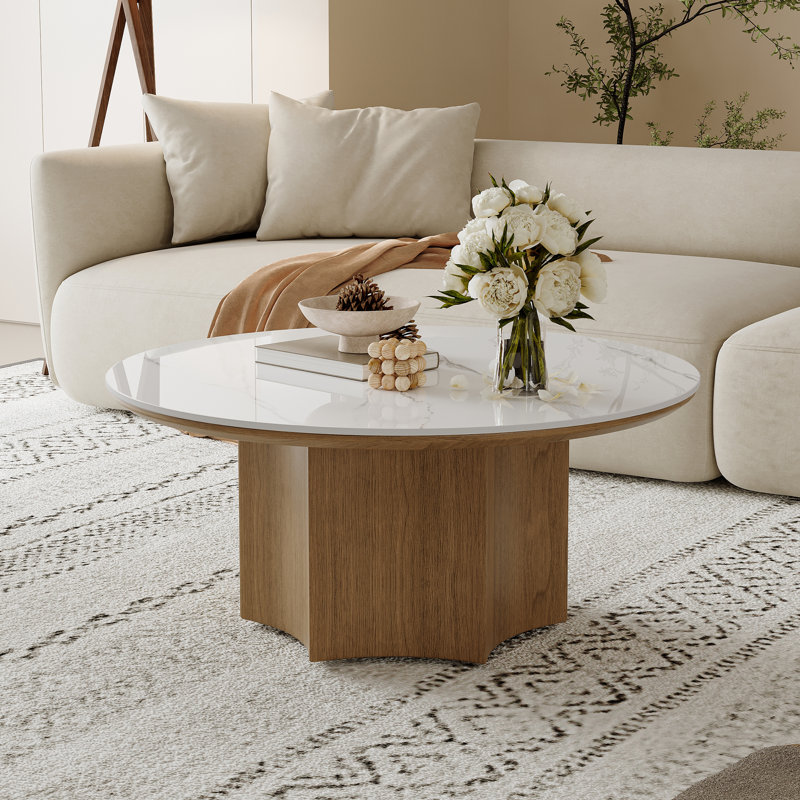 White Faux Marble Coffee Table